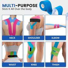 2.5cm*5m Sports Muscle Tape, Breathable And Elastic, Provides Support For Shoulders And Feet, Flexible Adhesive Back Support, Suitable For Gym And Training Use - Multicolor - View 4
