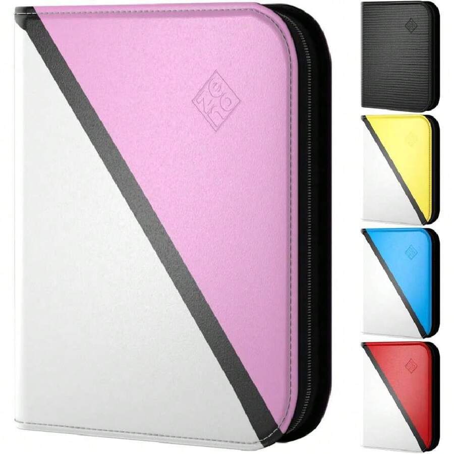 Trading Card Binder 4 Pocket – Card Binder With 50 Pages + 400 Slot Capacity, Top Loading Sleeves, PU Leather Cover, Collector Album For Standard Size Trading Cards, TCG & Sports Cards - Pink,42272332 - Pink - View 1
