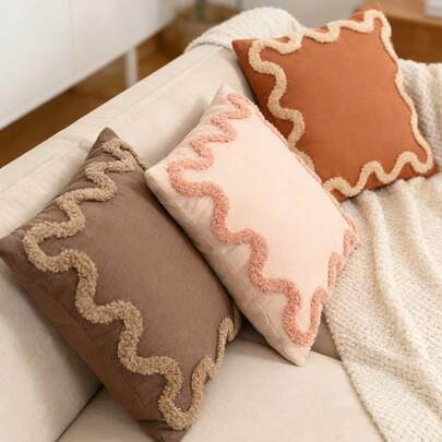 1 vỏ gối nhung lượn sóng, không kèm ruột gối, phong cách Bohemian cho phòng khách, sofa, phòng ngủ, trang trí nhà cửa hàng ngày, tiệc tùng, ngày lễ.
