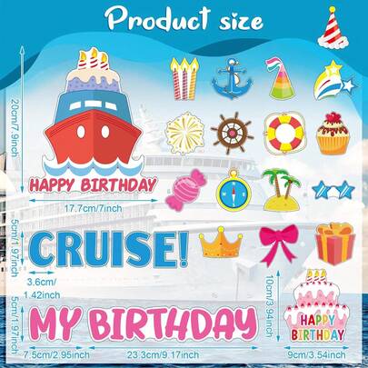 27pcs Birthday Party Cruise Ship Door Magnetic Stickers Set ,Birthday Gifts For Women/Men Fun Cruise Ship Door Magnets ,Reusable Magnetic Happy Birthday Cabin Cruise Door Decorative Magnet Stickers,Fridge Magnets,Cute Captain Nautical Navigation Door Magnetic Decorations