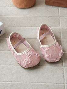 1双蕾丝花朵婴儿鞋，甜美公主风婴幼儿鞋，柔软防滑新生儿鞋 - 粉色 - 查看 2