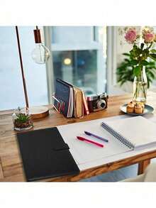 Carpeta ejecutiva de piel con compartimento para calculadora Carpeta de oficina - Negro - Ver 7