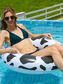 1 pieza Anillo inflable de natación con lindo diseño de vaca - Anillo de natación duradero para adultos y adolescentes - Multicolor - Ver 9