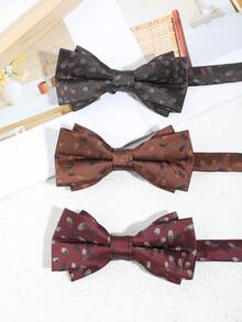 1pc Men's Fashion Tadpole Polka Dot Pattern Double-Layer Bow Tie, Thick & Simple Style Suitable For Business, Party, Daily, School, Travel & Matching - Multicolor - View 1