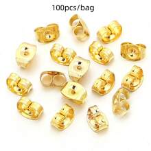 100/200pcs/Pack Stainless Steel Square Ear Plugs Butterfly Ear Studs, Versatile Design Hypoallergenic Earring Accessories, DIY Jewelry Making Earring Components - Butterfly-shaped Earbuds - View 10