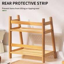 2/3-Tier Bamboo Freestanding Storage Shelf, Desktop Organizer, Desk Storage Rack, Kitchen Spice Rack, Doll Display Stand, Coffee Organizer, Cup Holder, Plant Pot Stand, Kitchen Storage Rack, Dorm Cosmetics Organizer. Suitable For Kitchen, Bedroom, Dormitory And Office Desk. - Màu be - Xem 5
