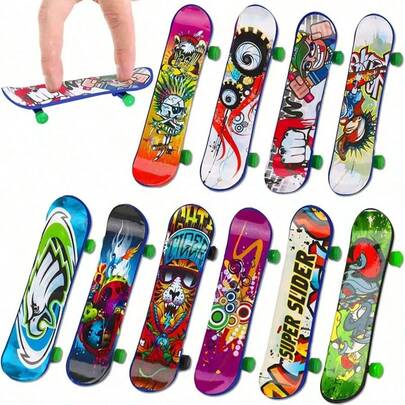 Mini Finger Skateboard, Indoor Desktop Roller Skates/Ice Skates, Ideal For Party Gifts, Birthday Gifts (Style And Pattern Sent Randomly, Handmade Measurement May Cause Size Deviation)
