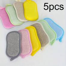 Bộ 5 miếng bọt biển lau chùi hai mặt, một mặt sợi mịn giúp nhanh chóng loại bỏ dầu mỡ, mặt còn lại dạng lưới giúp làm sạch mạnh mẽ hơn, thích hợp để rửa chén, nồi, mặt bàn, bồn rửa, có thiết kế dây treo để dễ dàng phơi khô, chất liệu bền và không mùi, nhiều màu sắc để lựa chọn, rất cần thiết cho việc dọn dẹp nhà cửa, nhà thuê, ký túc xá, giúp công việc nhà bếp dễ dàng và hiệu quả hơn! - nhiều màu - Xem 1