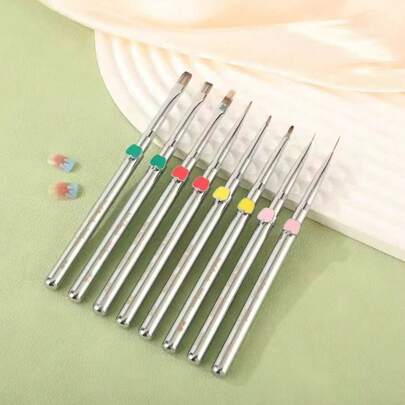 苹果魔法师美甲画笔套装，圆头和平头，适用于光疗凝胶、绘画、素描、勾线和渐变等多种用途，畅销产品