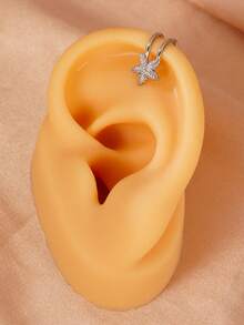 1件简约海星装饰耳夹铜耳环，适合女性夏季、海滩、日常、派对佩戴 - 銀色 - 查看 5