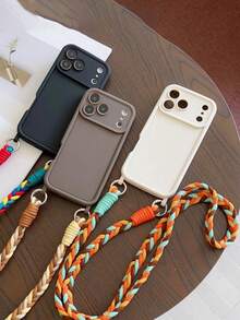 Braided Rope Liquid Silicone Phone Lanyard Strap Suitable For IPhone 17 Pro Max, 17 Pro, 17 Air, 17, 16 Pro Max, 16 Pro, 16, 16 Plus, 15 Pro Max, 15 Pro, 14 Pro Max, 14 Pro, 15, 14, 13, 12, 11 Phone Cases - White - View 4