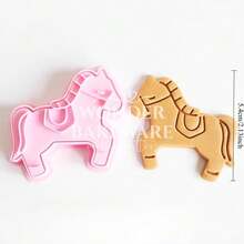 Animal Pony Cookie Cutters Cute Horse Shape Biscuit Mold Fondant Embosser PLA Cake Decorating Tools Baking Supplies - Pink - View 9