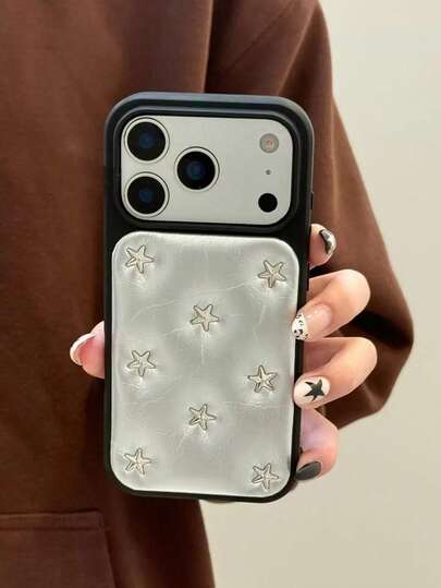 Elegant Leather Star Design Phone Case For IPhone 17 Pro, 16 Pro Max, 15, 14 Series, Fashionable Women Accessories