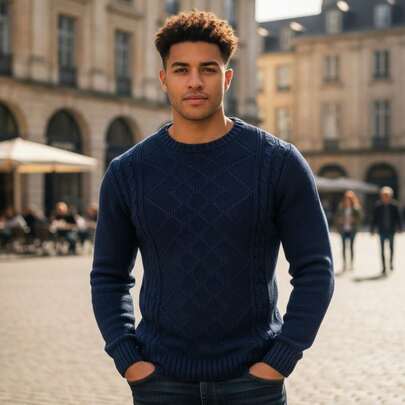 Suéter Masculino Tricot Premium Blusa Manga Longa Inverno Casaco Fro Inverno Moderno Estiloso Quente