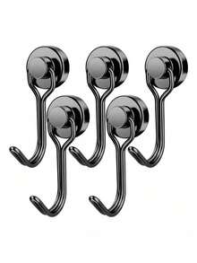 Heavy Duty Magnetic Hooks, Strong Neodymium Magnet Hooks, Suitable For Hanging, Applicable For Cruise, Camping, Barbecue, Kitchen, Refrigerator, Garage Wall - Black - View 3