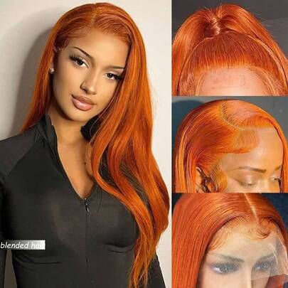 180Density Easy Wear Glueless Human Blended Hair Bob Wigs 8-36 Inch Long Pre-Cut Lace Front Wigs Wear On And Go Brazilian Virgin Hair Lace Wigs For Women,Quick Installation, All Seasons Must-Have, Daily Wear, Parties, Dating, Cosplay, Wedding, Back To School Wigs, College Girl Wigs, Cute School Wigs, Daily Natural Wigs, Easy Wear Wigs 13x4 Ginger Orange 350
