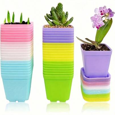 Bộ chậu ươm cây nhiều màu sắc (gồm chậu và khay), chậu ươm cây vuông bằng nhựa, chậu hoa nhiều màu sắc tươi sáng, chậu vuông nhỏ, chậu hoa mini 7 màu, chậu trồng cây mọng nước. Trồng những cây nhỏ xinh xắn và mang lại niềm vui cho bạn mỗi ngày.