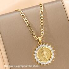14K Gold Plated Copper Zirconia Frame Necklace, Crafted With Religious Elements Of Virgin Mary And Saint Jude, High-Quality Material, Elegant And Versatile Design, Suitable For Daily Wear, An Ideal Choice For Faith-Based Gifts - Judah - View 10