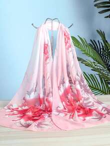 1条新款春夏简约印花轻薄真丝围巾，适合女士日常穿搭搭配 - 彩色 - 查看 14