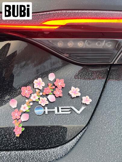 16/8/4件装汽车贴纸贴花粉色装饰樱花JDM花卉通用汽车装饰外饰可爱配件