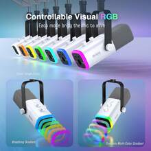 FIFINE AM8T 白色全球版游戏 XLR/USB 麦克风套装，直播动圈麦克风组合，适用于 PC、电脑，可用于录音、播客、配音，带耳机插孔、增益旋钮和支架 - 查看 8