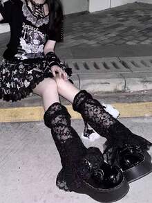 1 đôi tất giữ ấm chân ren họa tiết ngôi sao Y2K mùa xuân/hè, tất giữ ấm chân xòe rộng với dải ruy băng mỏng như cổ tích, tất giữ ấm chân xếp lớp thắt nơ. - Nhiều màu - Xem 13