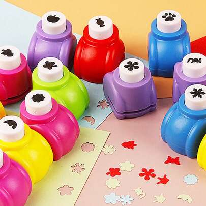 1件装教育类DIY压花工具，创意相册DIY工艺装饰，可爱迷你印章，适用于幼儿园手工、计划本套装、学生小礼物、生日礼物或奖品，颜色随机