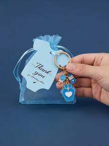 婴儿洗礼奶瓶，婴儿脚印钥匙扣，适合存放钥匙 - 彩色 - 查看 2