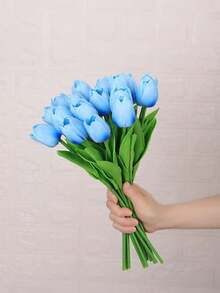 1/3/6/12 bông hoa tulip nhân tạo màu xanh dương hiện đại lãng mạn, bó hoa tulip giả bằng nhựa, cây trang trí giả dùng trong nhà, để bàn, sân vườn, đám cưới, khách sạn, quán cà phê, mùa xuân, ngày lễ, ngày Valentine, quà tặng ngày của mẹ. - Xanh đậm - Xem 5