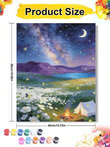 星空露营地 DIY 数字油画帆布画工艺品 成人家居装饰 40x50厘米/16x20英寸 节日礼物 - 40*50厘米 - 查看 2