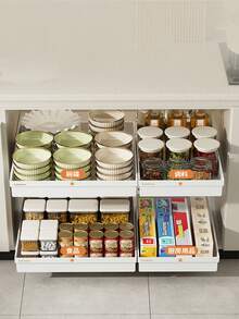 1个抽屉式收纳架，厨房橱柜整理盒，滑动式多层杂物抽屉，可伸缩抽屉，可调节拉出式橱柜收纳架，厨房食品储藏室可伸缩抽屉收纳架 - 查看 3