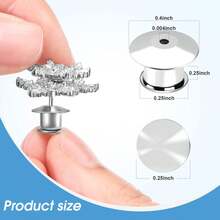 50pcs Metal Clutch Backs, Locking Pin Clasps For Enamel Lapel Pins (No Box) - Silver - View 8