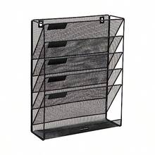 Betesh Mind Reader 5-Tier Vertical File Storage Desktop Organizer Wall Mount Office Metal Mesh 12.75" L x 4" W x 16" H Black - Negro - Ver 7