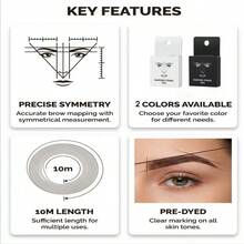 1pc New Embroidery Ruler With Ink Stain Pattern, Embroidery Auxiliary Lining Tool With Ink Positioning Mapping Lines, Eye Makeup Tool - Multicolor - View 5