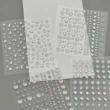 INS Style High-Quality Diamond Heart Stickers, DIY Asymmetrical Mini Diamond Stickers, Music Festival, Adhesive Diamond Stickers For Face & Eye Decoration, Laser Glitter Mini Stickers - Silver - View 1