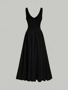 Elegant Floral Bud Dress, Suitable For Vacation, Commute, Romantic Date, Daily Wear, And Wedding Guest Black Summer - Black - View 8