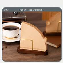 1 pieza Soporte vertical de madera para filtros de café, caja de almacenamiento a prueba de polvo, estante universal para filtros, organizador de accesorios de café para el hogar/oficina, apto para filtros cónicos y redondos, diseño minimalista - Multicolor - Ver 1