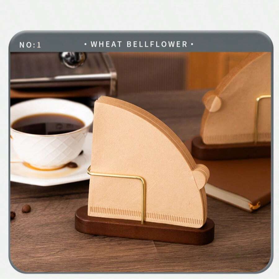 1 pieza Soporte vertical de madera para filtros de café, caja de almacenamiento a prueba de polvo, estante universal para filtros, organizador de accesorios de café para el hogar/oficina, apto para filtros cónicos y redondos, diseño minimalista - Multicolor - Ver 1