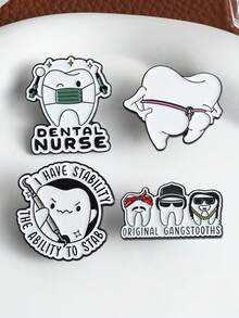 1件/套 牙科护士和稳定牙齿珐琅徽章 可爱卡通牙齿金属胸针 时尚翻领徽章 包包配饰 包饰 珠宝礼品 - 彩色 - 查看 8