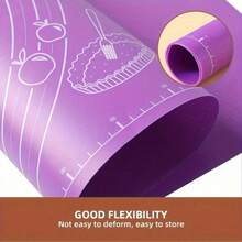 食品级塑料擀面垫，带测量工具，防滑揉面垫，易清洁不粘烘焙垫，可重复使用烘焙用具 - 彩色 - 查看 3