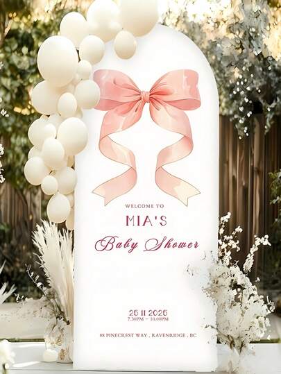 Phông nền hình vòm có thể tùy chỉnh với tên/chữ - Vải polyester co giãn, phù hợp cho đám cưới, tiệc sinh nhật - Vòm có thể tùy chỉnh để trang trí trong nhà/ngoài trời - Dễ lắp đặt, bền và dễ di chuyển.