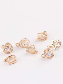 10个金属金银水钻吊坠 - DIY耳环和项链配件，爱情主题珠宝制作材料 - 金銀色吊墜 - 查看 6