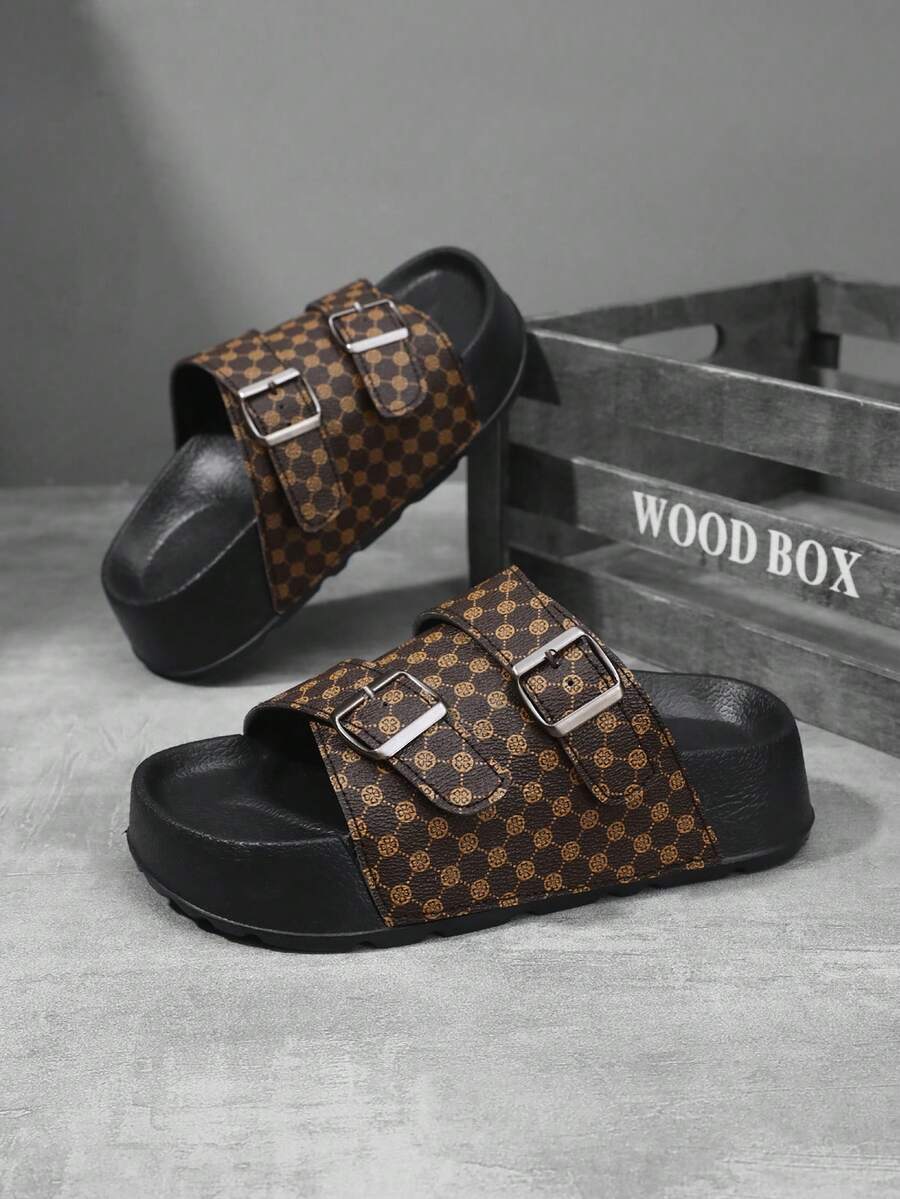 Sandal đế dày dành cho nữ - Sandal đế bằng thoải mái với quai điều chỉnh được. - màu nâu - Xem 1