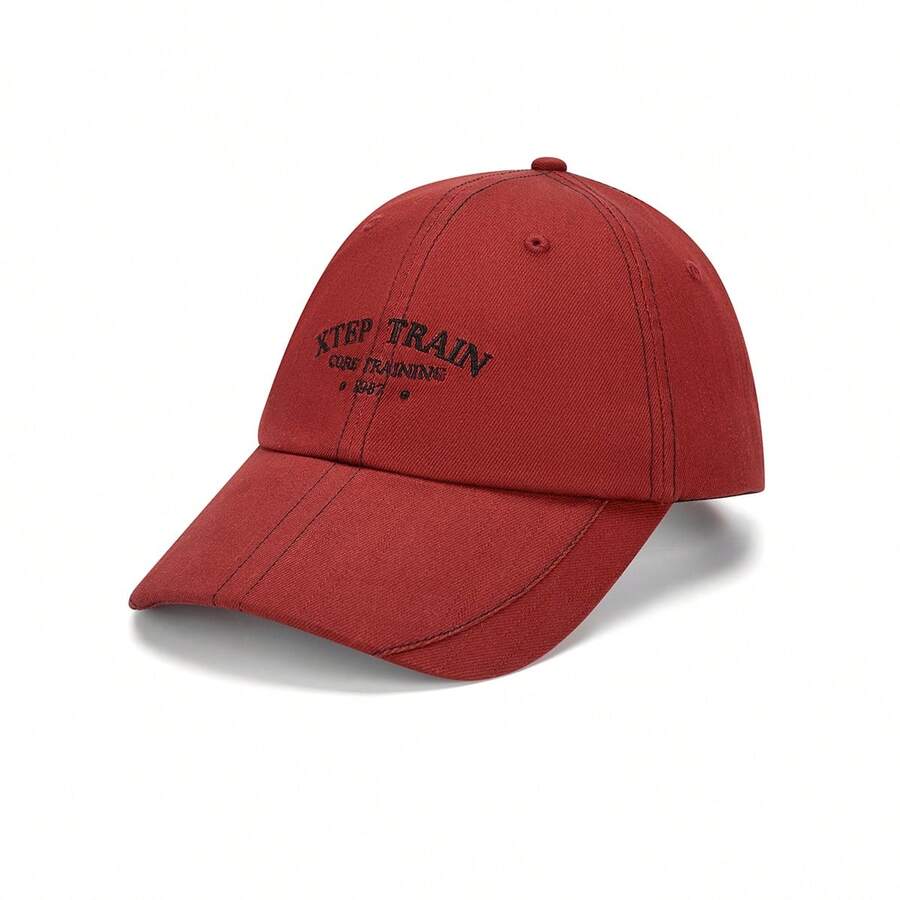 XTEP Maroon Letter Embroidered Baseball Cap, Sports Hat - Dark Red - View 1
