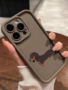 1个创意可爱腊肠犬楼梯框手机壳，兼容 16/17 Pro Max，全包防震保护套，简约设计，卡通风格，完美保护您的手机，也兼容荣耀X7/三星A56 5G/Smart 8/Hot 40/传音Spark 30C/Spark Go 2024/Note 14 5G/摩托罗拉E22/E22i/A54 - 咖色 - 查看 1