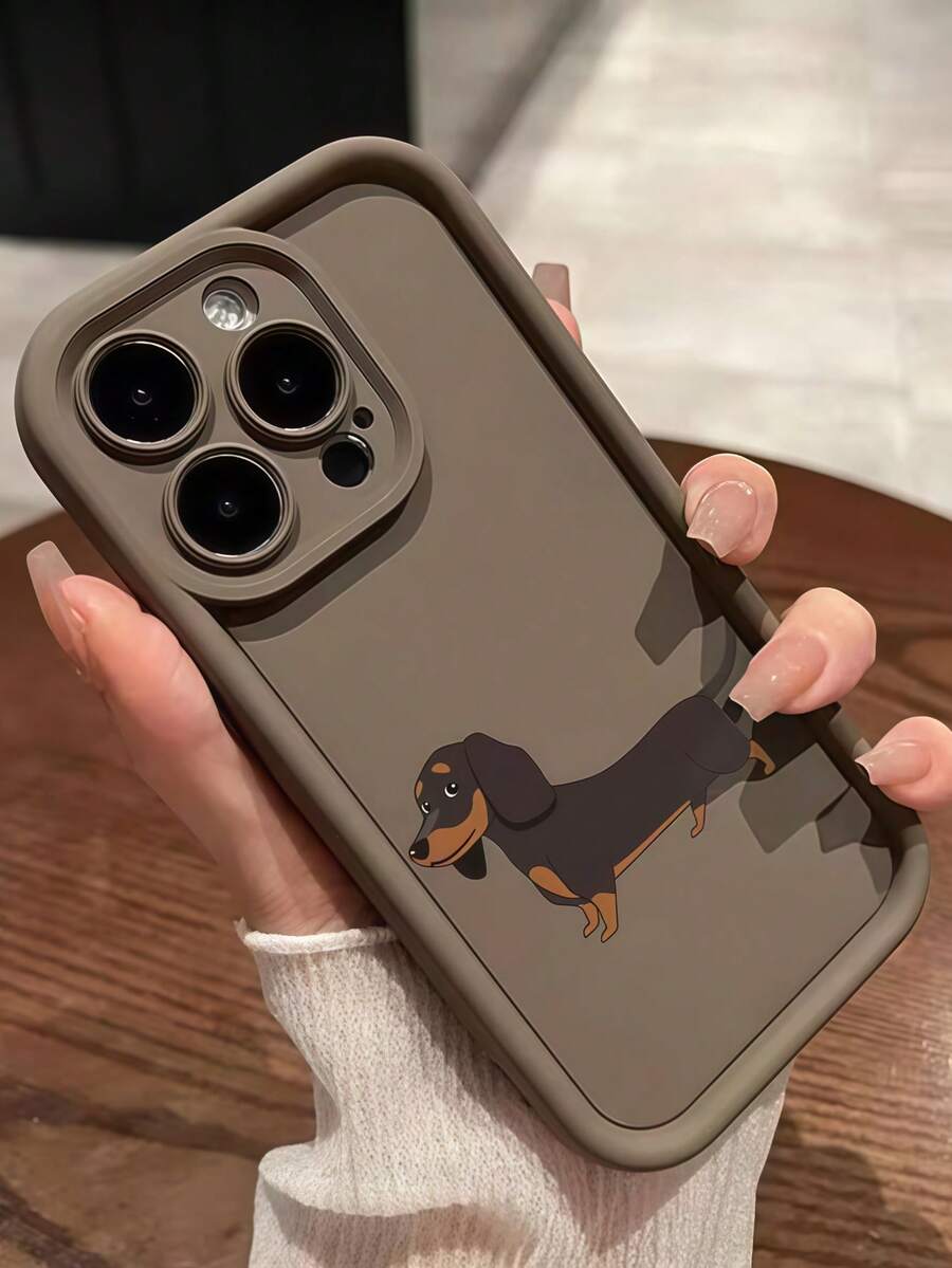 1个创意可爱腊肠犬楼梯框手机壳，兼容 16/17 Pro Max，全包防震保护套，简约设计，卡通风格，完美保护您的手机，也兼容荣耀X7/三星A56 5G/Smart 8/Hot 40/传音Spark 30C/Spark Go 2024/Note 14 5G/摩托罗拉E22/E22i/A54 - 咖色 - 查看 1