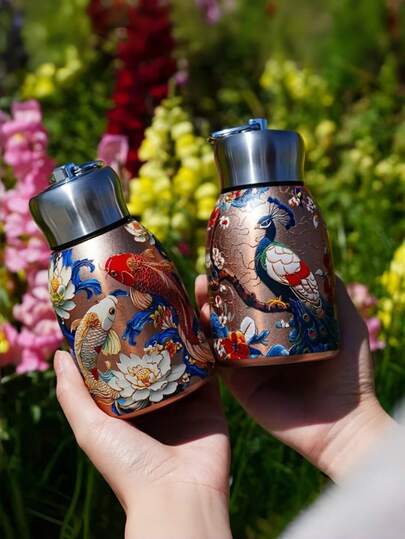 Lindo vaso aislado al vacío de doble pared de acero inoxidable 304 de 300ml, taza de café a prueba de fugas, botella de agua portátil, apta para bebidas calientes y frías, durable y portátil, adecuada para senderismo al aire libre, regalo de boda, regalo del Día de la Madre, regalo del Día del Padre