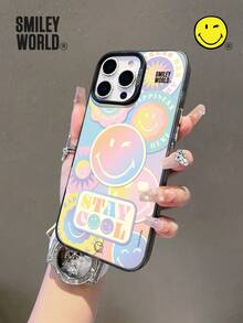 Smiley World 1 pieza Funda de teléfono de material TPU con absorción de impactos y cobertura total, con patrón degradado de cara sonriente, acabado mate IMD, compatible con iPhone 16, 15, 14, 13, 12, 11 Pro Max, adecuado para regalos festivos, transporte y protección diaria contra caídas con diseño elegante - Multicolor - Ver 4