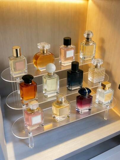 1 chiếc kệ đựng đồ bậc thang bằng acrylic trong suốt, kệ trang điểm để bàn cho ký túc xá, giá để nước hoa, phụ kiện trang trí phòng ngủ.