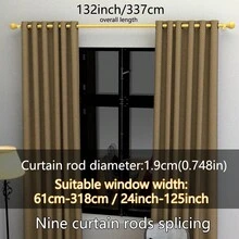 0.748 Inch Metal Curtain Rod/Roman Rod, Max Length 45inch-147inch, Adjustable Length, Fits 1m, 2m, 3 Meters Window Curtain Rod Track Set, Can Be Used As/Shade Rod/Sheer Curtain Rod/Shower Curtain Rod, Wall Mounted Installation, Modern Classic Decor Style - Multicolor - View 23